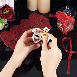 10 шт. вырезанных лазером из бумаги коробок для конфет в форме сердца и цветов&nbsp;CON-TA0001-10D