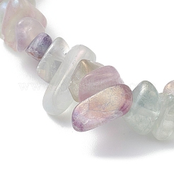 Эластичные браслеты из гальванизированных бусин из натурального флюорита для женщин&nbsp;BJEW-JB12596