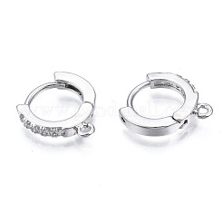 Латунные серьги-кольца из микро-паве с фианитами&nbsp;X-KK-T063-012P-NF