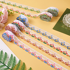 30 ярд двухцветного полиэстерового кружева в этническом стиле с цветочной отделкой&nbsp;OCOR-TA0001-83B