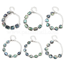 Браслеты из латунных ракушек-абалонов&nbsp;BJEW-C126-01