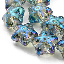 Нити прозрачных стеклянных бусин с гальваническим покрытием в форме полурадуги&nbsp;EGLA-G037-07A-HR04