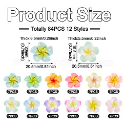 84 шт. 12 стиля кабошонов из непрозрачной смолы цвета плюмерии&nbsp;RESI-TA0004-32