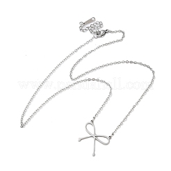Не тускнеющие ожерелья с подвеской-бантом из нержавеющей стали 304 для женщин&nbsp;NJEW-S434-01P
