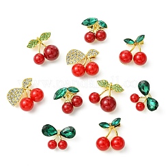 10 шт. 5 стиля вишневый сплав горный хрусталь брошь булавки для одежды рюкзак&nbsp;JEWB-CJ0001-82