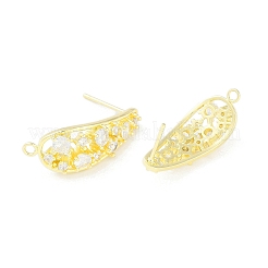 Фурнитура для серег-гвоздиков из латуни с паве из прозрачного кубического циркония&nbsp;LS-KK-F875-03G