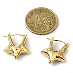 Серьги-кольца из нержавеющей стали 304 с микропаве из прозрачных кубических цирконий для женщин&nbsp;EJEW-B112-02G-04