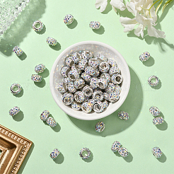 80 шт. полимерная глина со стразами европейские бусины с большими отверстиями с серебряными латунными сердечниками&nbsp;FPDL-LT0001-02D