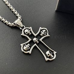 Ожерелья с подвеской в виде черепа и креста в стиле панк из хирургической нержавеющей стали 316 для мужчин&nbsp;OQ7768