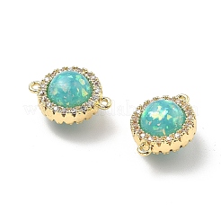 Латунные микро-паве прозрачные кубические цирконии плоские круглые соединительные подвески&nbsp;LS-KK-B129-24G-02