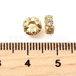 Плоский круглый латунь микро проложить кубический цирконий spacer бисер&nbsp;KK-L230-02G-01