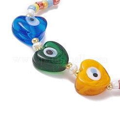 3шт 3 стиля сердце и цветок и хамса ручной лэмпворк и браслеты из бисера стрейч&nbsp;BJEW-JB09372