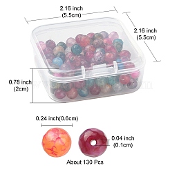 130шт окрашенные нити из натуральных многоцветных агатовых бусин&nbsp;G-YW0001-29B