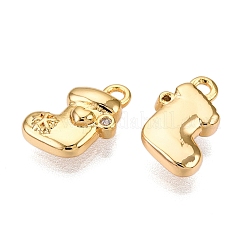 Подвески из прозрачного кубического циркония с микропаве из латуни на рождественскую тематику&nbsp;KK-T073-16G