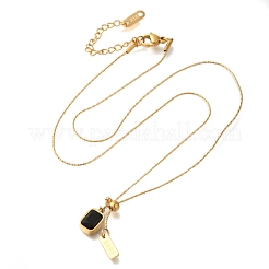 Ионное покрытие (ip) 304 нержавеющая сталь pave glass boston link chain прямоугольные подвески ожерелья&nbsp;NJEW-H037-04G-01