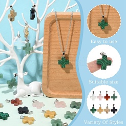 20 шт. подвески-кресты из опалита/синтетического авантюрина/малахита/бирюзы/натуральной голубой яшмы/сумасшедшего агата/зеленого авантюрина/индийского агата/топаза и нефрита&nbsp;G-YW0002-27