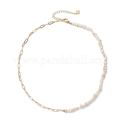 Цепочка из латунных скрепок с бусинами из натуральной культивированной пресноводной груши/картофеля.&nbsp;NJEW-JN05945