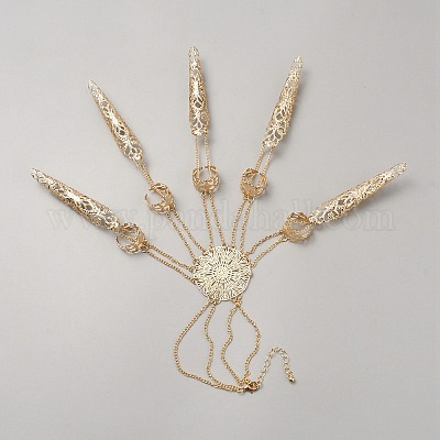 Цветочный браслет из сплава с когтем на кончике ногтя BJEW-WH0020-66KCG-1