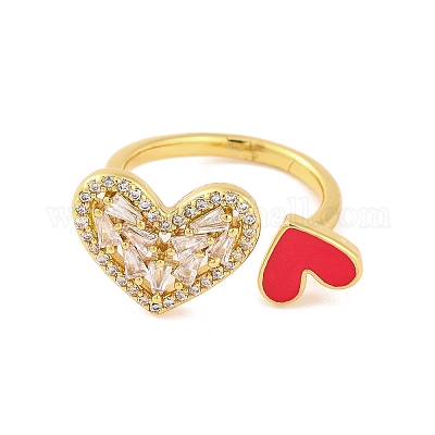 Открытые манжеты из латуни с микропаве и прозрачным фианитом RJEW-U009-04A-G-1