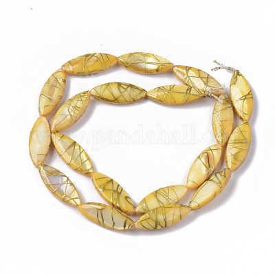 Строковые стеклянные бусины из пресноводных раковин в нитях&nbsp;SHEL-T014-008B-05-1