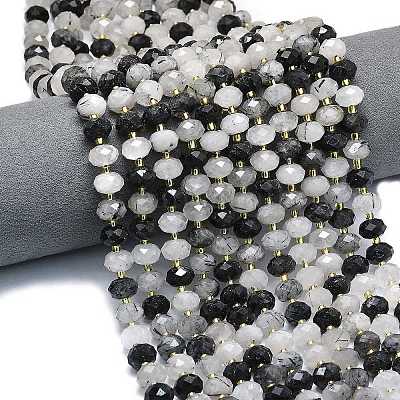 Нити натуральных кварцевых бусин черного турмалинового цвета&nbsp;LS-G-P573-A62-01-1