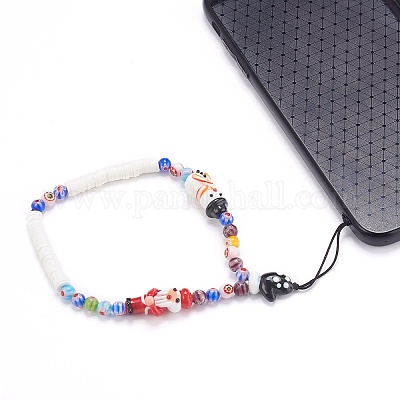 Мобильные ремни ручной работы лэмпворк из бисера на рождество HJEW-JM00446-05-1