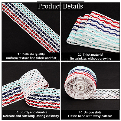 5 м плоский полиэстеровый волнистый эластичный шнур радужного цвета&nbsp;OCOR-GF0003-85C-1