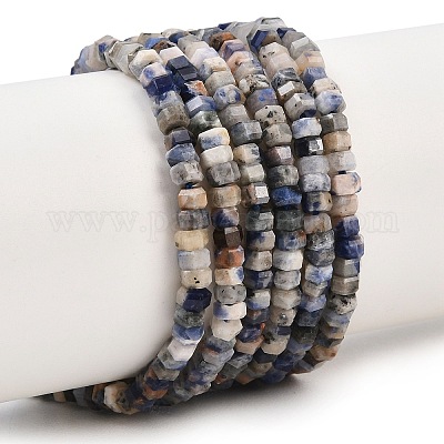 Природный содалит бисер нитей&nbsp;G-G345-C32-2x4mm-1