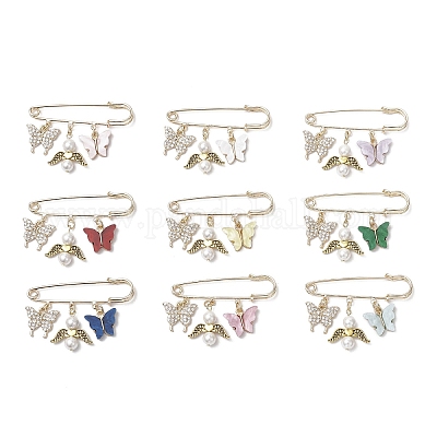 9 шт. брошь-подвеска в виде бабочки из сплава&nbsp;JEWB-BR00185-1