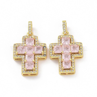 Латунные микропаве прозрачные подвески с фианитом&nbsp;ZIRC-F135-24G-02B-1