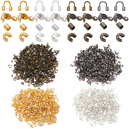 1400 шт. 16 стиля железных наконечников бусин с латунными обжимными бусинами с латунной защитой и протекторами для проволоки с латунными обжимными бусинами FIND-SC0010-79-1