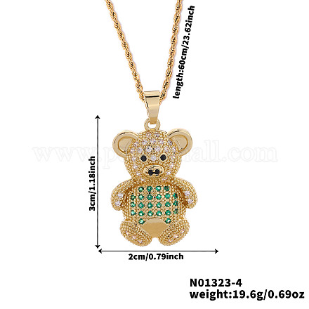 Латунные микро-паве кубические цирконии милые мини-подвески в виде мультяшных медведей для женщин OL3242-4-1