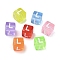 Spray Painted Transparent Acrylic Beads, Cube with Letter, Mixed Color, Letter L, 9.5x9.5x10mm, Hole: 3.8mm, about 570pcs/500g