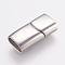 Tarnish Resistant 304 Stainless Steel Magnetic Clasps with Glue-in Ends, Smooth Surface, Rectangle, Stainless Steel Color, 29x14x8mm, Hole: 6x12mm