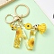 Resin & Alloy Enamel Keychain, with Alloy Clasp and Iron Rings, Letter N, 6cm, Pendant: 20~45mm