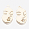 Brass Pendants, Face, Nickel Free, Real 18K Gold Plated, 20x11x0.5mm, Hole: 1.2mm