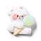 Lovely Animal Opaque Resin Cabochons, Lollipop, Rabbit, 26x24x8mm