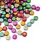 Opaque Acrylic Beads, Flat Round with Letter, Mixed Color, 7x3.5mm, Hole: 1.5mm, about 3600pcs/500g