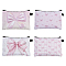 4Pcs 4 Styles Rectangle with Bowknot Printed Polyester Cosmetic Zipper Pouches, Clutch Bags for Women, Pink, 15.5x21.5x0.7cm, 1pc/style
