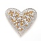 Plastic Clothing Patches, with Resin Rhinestone, Heart, Gold, 43x50x2.5mm