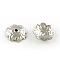 Tarnish Resistant 8-Petal Flower Smooth Surface 201 Stainless Steel Bead Caps, Stainless Steel Color, 10x3mm, Hole: 1mm