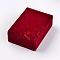 Rectangle Velvet Necklace Boxes, Jewelry Boxes, Flower Pattern, Red, 10.1x7.1x3.6cm