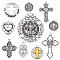 90Pcs 9 Style Tibetan Style Alloy Pendants, Mixed Shapes, Antique Silver, 15~45x13~40x1.5~3mm, Hole: 1~3mm, 10pcs/style