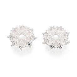 925 серебряная микро-паве прозрачная кубическая циркония бусина-шапочка&nbsp;STER-T008-43S