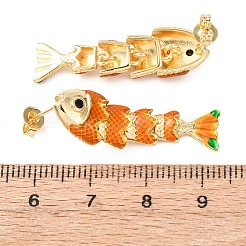 Серьги-гвоздики с подвесками из латуни с микропаве из кубических цирконий&nbsp;EJEW-C174-05G-02