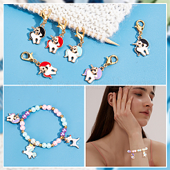 Кулон из сплава эмали в виде единорога с замком маркеры петель&nbsp;HJEW-AB00053