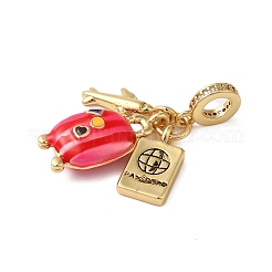 Стеллажное покрытие латунь микро паве прозрачный кубический цирконий европейские подвески-подвески&nbsp;X-KK-P279-32G