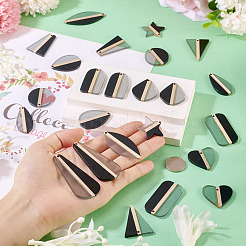 24 шт. подвески из прозрачной смолы и натурального дерева в двух стилях&nbsp;RESI-TA0004-63