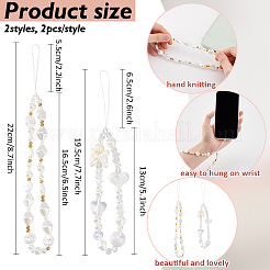4 шт. 2 стиля ремешок для мобильного телефона с цепочкой из смоляных бусин&nbsp;AJEW-AN0007-47