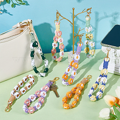 16 шт. 8 стиля брелок из цинкового сплава и полиэстера в виде цветка&nbsp;HJEW-TW0001-02